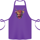 Colourful Highland Cow Cotton Apron 100% Organic Purple