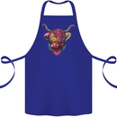 Colourful Highland Cow Cotton Apron 100% Organic Royal Blue