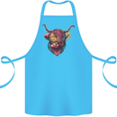 Colourful Highland Cow Cotton Apron 100% Organic Turquoise