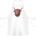 Colourful Highland Cow Cotton Apron 100% Organic White