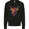 Colourful Highland Cow Kids Sweatshirt Jumper Black