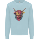 Colourful Highland Cow Kids Sweatshirt Jumper Light Blue