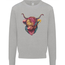 Colourful Highland Cow Kids Sweatshirt Jumper Sports Grey