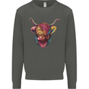 Colourful Highland Cow Kids Sweatshirt Jumper Storm Grey