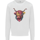 Colourful Highland Cow Kids Sweatshirt Jumper White