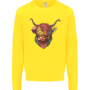 Colourful Highland Cow Kids Sweatshirt Jumper Yellow