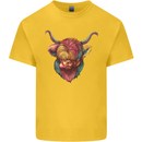 Colourful Highland Cow Kids T-Shirt Childrens Yellow