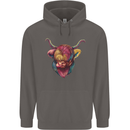 Colourful Highland Cow Mens 80% Cotton Hoodie Charcoal
