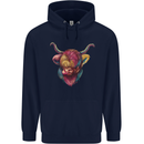 Colourful Highland Cow Mens 80% Cotton Hoodie Navy Blue