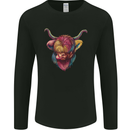 Colourful Highland Cow Mens Long Sleeve T-Shirt Black