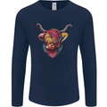 Colourful Highland Cow Mens Long Sleeve T-Shirt Navy Blue