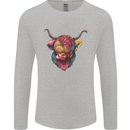 Colourful Highland Cow Mens Long Sleeve T-Shirt Sports Grey