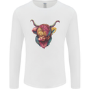 Colourful Highland Cow Mens Long Sleeve T-Shirt White