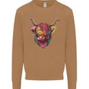 Colourful Highland Cow Mens Sweatshirt Jumper Caramel Latte