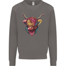 Colourful Highland Cow Mens Sweatshirt Jumper Charcoal