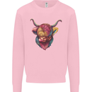 Colourful Highland Cow Mens Sweatshirt Jumper Light Pink