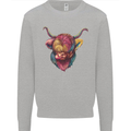 Colourful Highland Cow Mens Sweatshirt Jumper Sports Grey