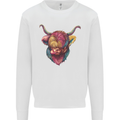 Colourful Highland Cow Mens Sweatshirt Jumper White