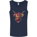 Colourful Highland Cow Mens Vest Tank Top Navy Blue