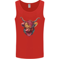 Colourful Highland Cow Mens Vest Tank Top Red