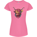 Colourful Highland Cow Womens Petite Cut T-Shirt Azalea
