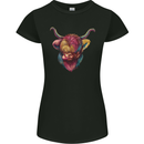 Colourful Highland Cow Womens Petite Cut T-Shirt Black
