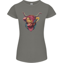 Colourful Highland Cow Womens Petite Cut T-Shirt Charcoal