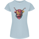Colourful Highland Cow Womens Petite Cut T-Shirt Light Blue