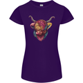 Colourful Highland Cow Womens Petite Cut T-Shirt Purple