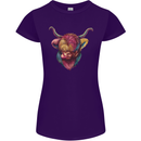 Colourful Highland Cow Womens Petite Cut T-Shirt Purple