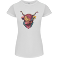 Colourful Highland Cow Womens Petite Cut T-Shirt White