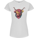 Colourful Highland Cow Womens Petite Cut T-Shirt White