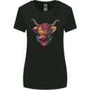 Colourful Highland Cow Womens Wider Cut T-Shirt Black
