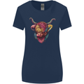 Colourful Highland Cow Womens Wider Cut T-Shirt Navy Blue