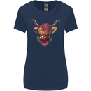 Colourful Highland Cow Womens Wider Cut T-Shirt Navy Blue