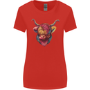 Colourful Highland Cow Womens Wider Cut T-Shirt Red