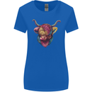 Colourful Highland Cow Womens Wider Cut T-Shirt Royal Blue