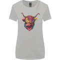 Colourful Highland Cow Womens Wider Cut T-Shirt Sports Grey