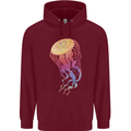 Colourful Jellyfish Ocean Life Childrens Kids Hoodie Maroon