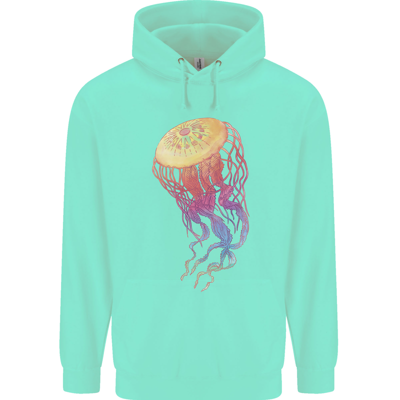 Colourful Jellyfish Ocean Life Childrens Kids Hoodie Peppermint