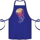 Colourful Jellyfish Ocean Life Cotton Apron 100% Organic Royal Blue