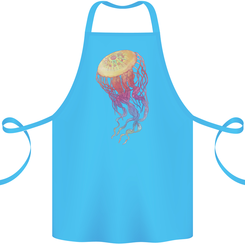 Colourful Jellyfish Ocean Life Cotton Apron 100% Organic Turquoise