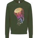 Colourful Jellyfish Ocean Life Kids Sweatshirt Jumper Forest Green