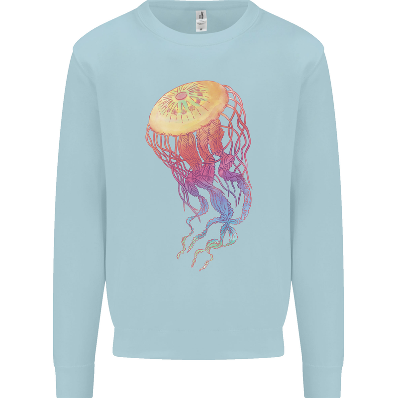 Colourful Jellyfish Ocean Life Kids Sweatshirt Jumper Light Blue