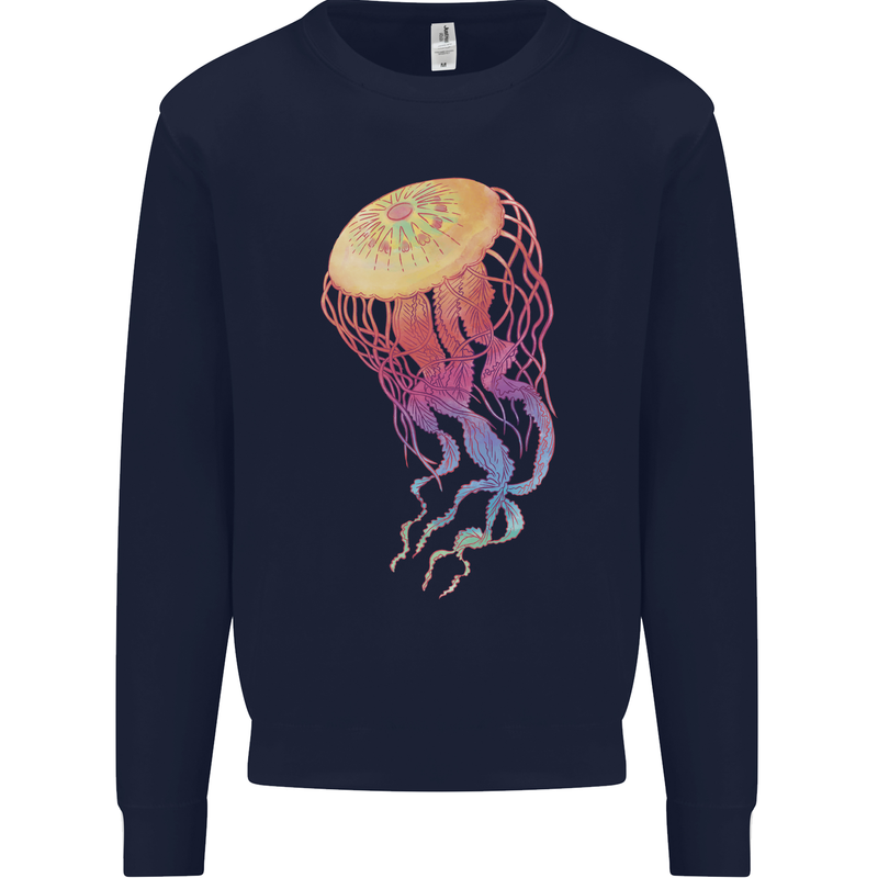 Colourful Jellyfish Ocean Life Kids Sweatshirt Jumper Navy Blue