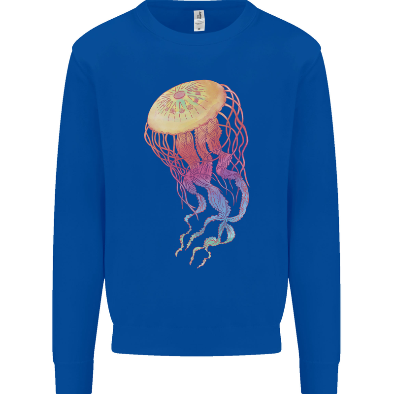 Colourful Jellyfish Ocean Life Kids Sweatshirt Jumper Royal Blue
