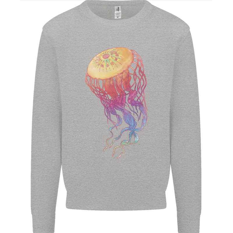 Colourful Jellyfish Ocean Life Kids Sweatshirt Jumper Sports Grey