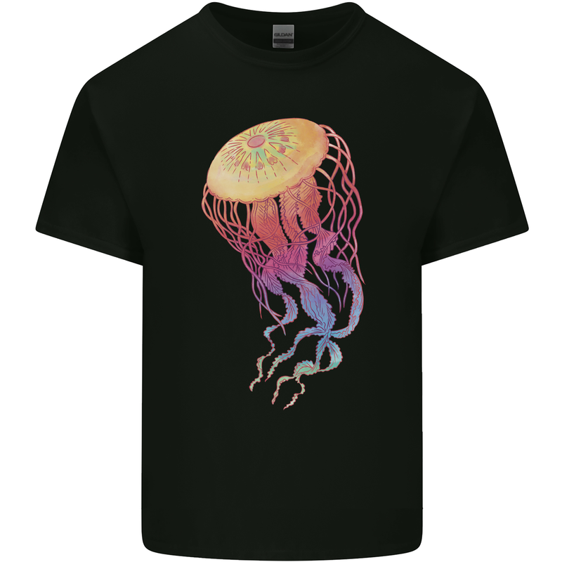 Colourful Jellyfish Ocean Life Kids T-Shirt Childrens Black
