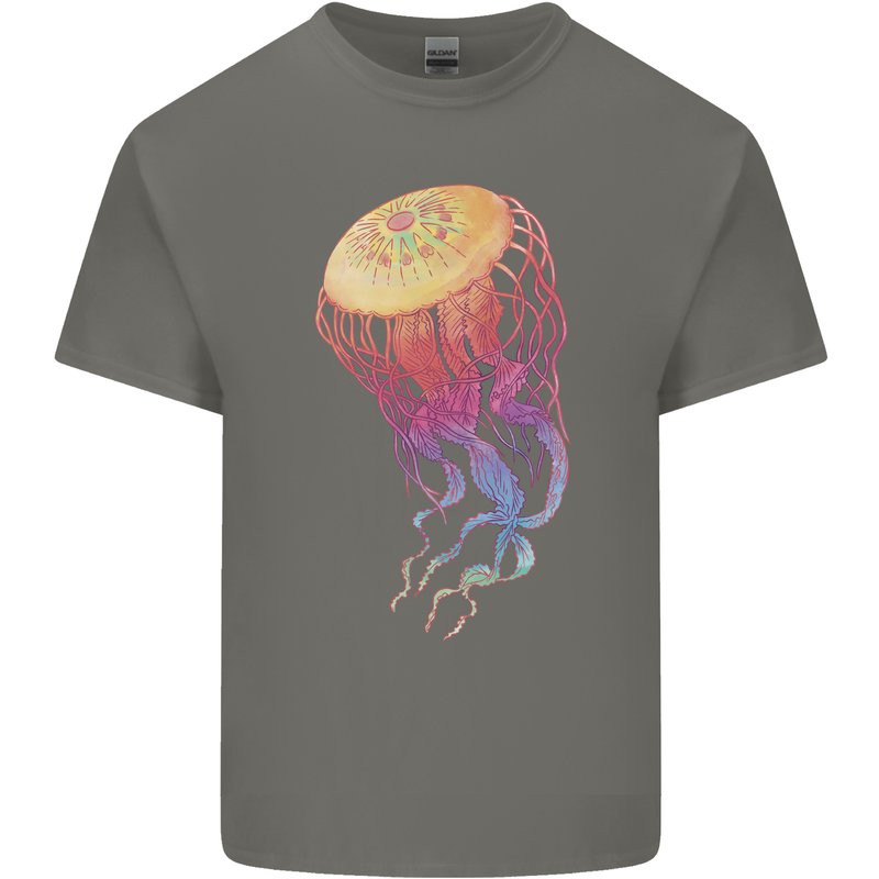 Colourful Jellyfish Ocean Life Kids T-Shirt Childrens Charcoal