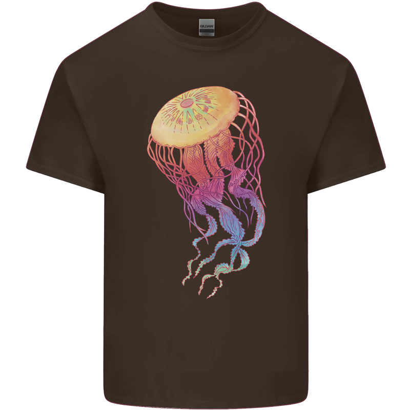 Colourful Jellyfish Ocean Life Kids T-Shirt Childrens Chocolate